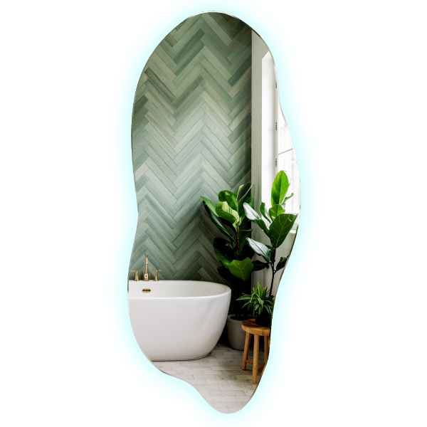 Specchio forma irregolare con led 40x90 cm