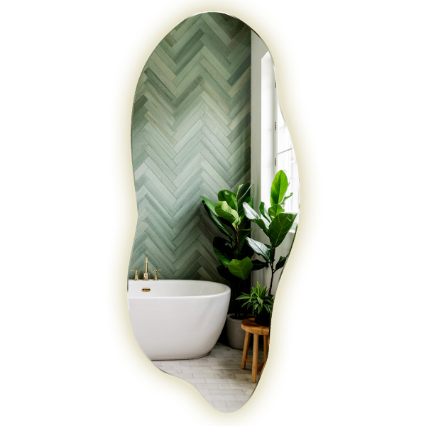 Specchio forma irregolare con led 40x90 cm
