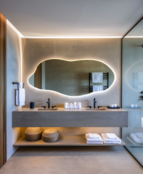 Specchio forma irregolare con led 45x100 cm