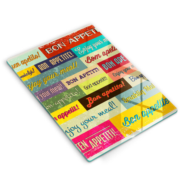 Tagliere in vetro Sottotitoli Buon appetito lingue