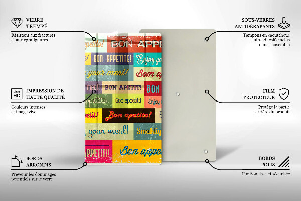 Tagliere in vetro Sottotitoli Buon appetito lingue