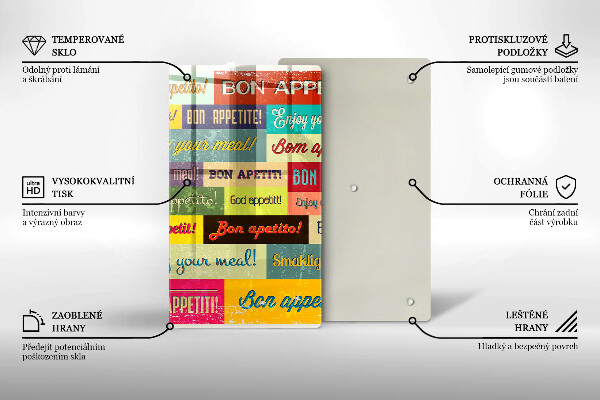 Tagliere in vetro Sottotitoli Buon appetito lingue