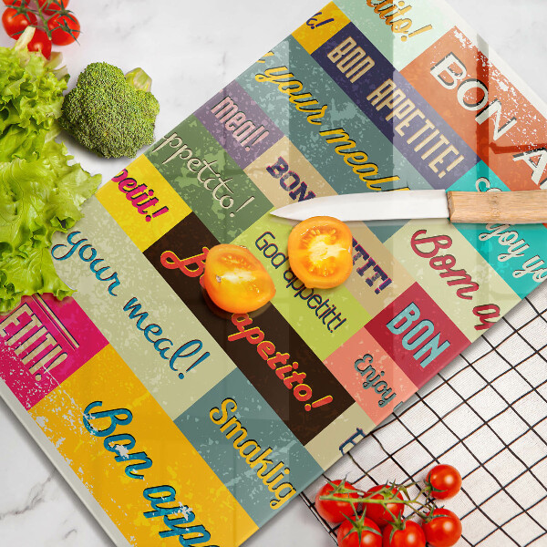 Tagliere in vetro Sottotitoli Buon appetito lingue