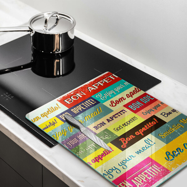 Tagliere in vetro Sottotitoli Buon appetito lingue