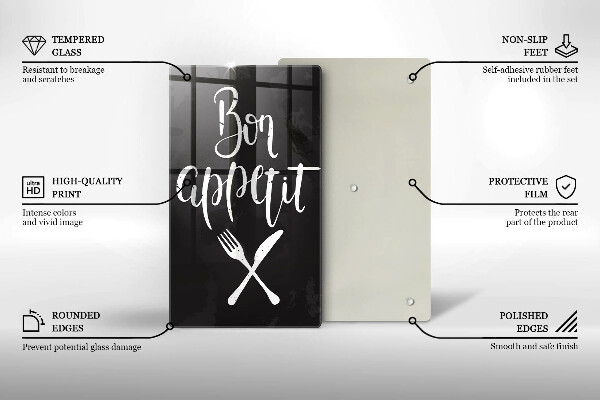 Tagliere in vetro Iscrizione Bon appetit