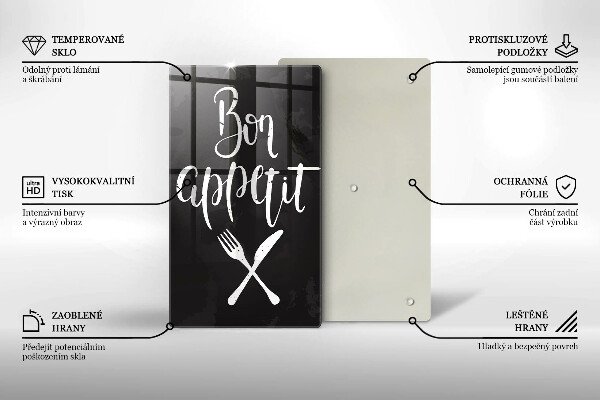 Tagliere in vetro Iscrizione Bon appetit