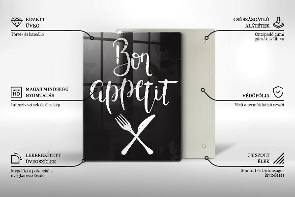 Tagliere in vetro Iscrizione Bon appetit