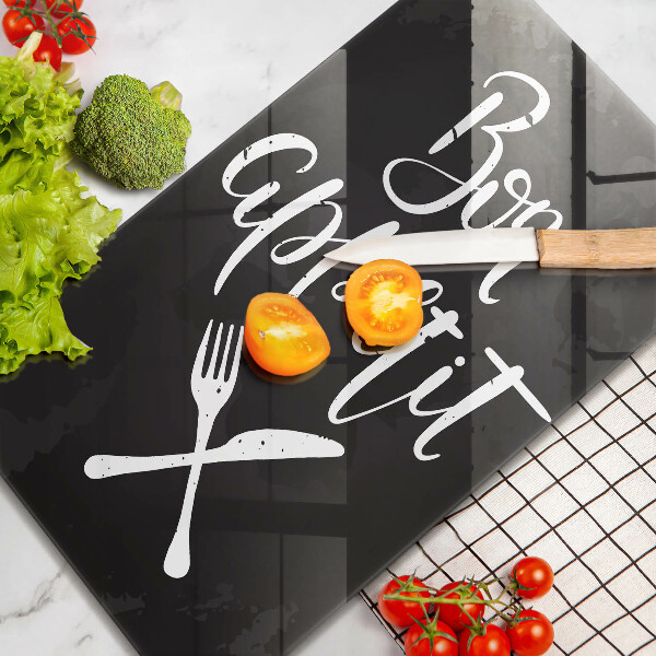 Tagliere in vetro Iscrizione Bon appetit