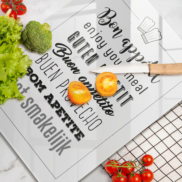 Tagliere in vetro Iscrizione della cucina dicendo