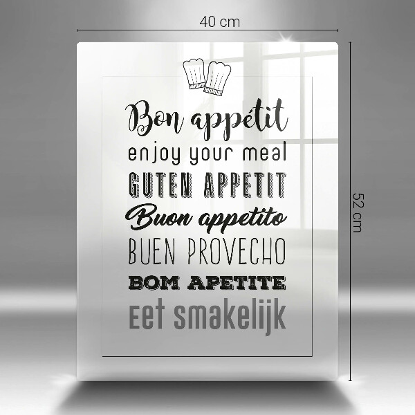 Tagliere in vetro Iscrizione della cucina dicendo