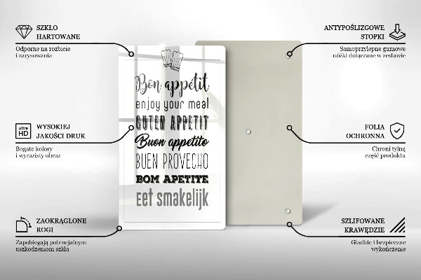 Tagliere in vetro Iscrizione della cucina dicendo