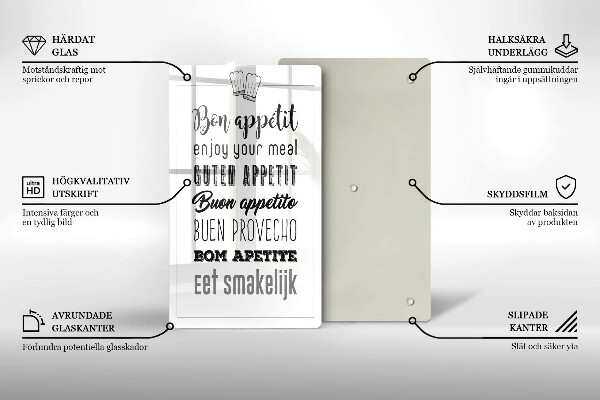 Tagliere in vetro Iscrizione della cucina dicendo