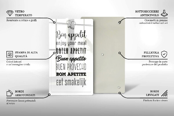 Tagliere in vetro Iscrizione della cucina dicendo