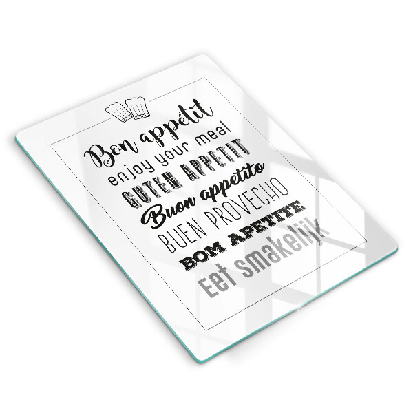 Tagliere in vetro Iscrizione della cucina dicendo