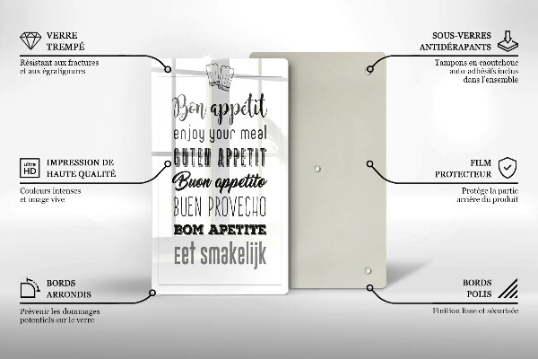 Tagliere in vetro Iscrizione della cucina dicendo