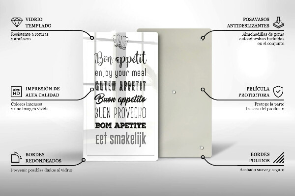 Tagliere in vetro Iscrizione della cucina dicendo