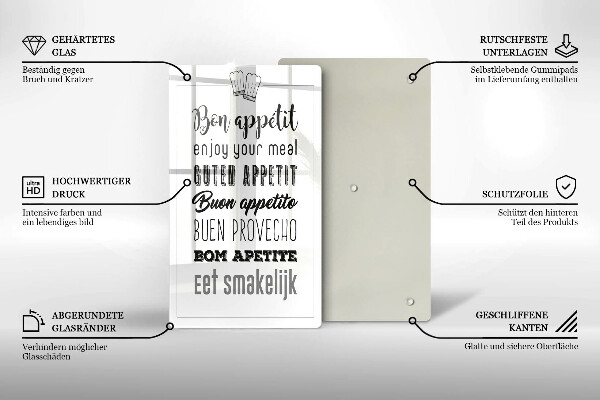 Tagliere in vetro Iscrizione della cucina dicendo