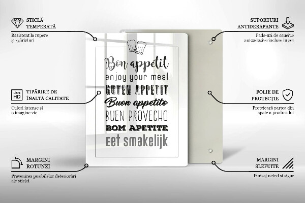 Tagliere in vetro Iscrizione della cucina dicendo