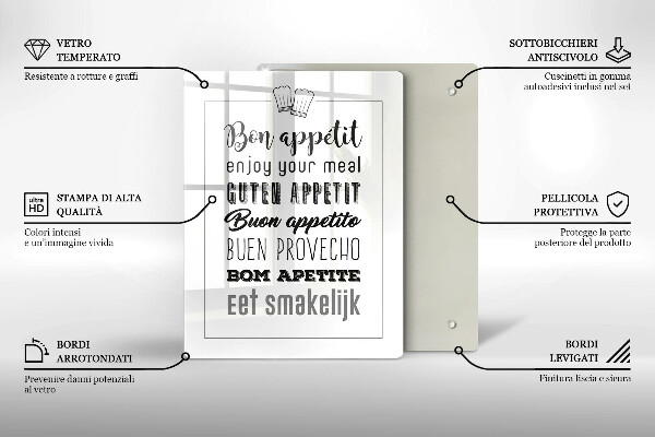 Tagliere in vetro Iscrizione della cucina dicendo