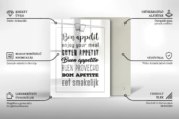 Tagliere in vetro Iscrizione della cucina dicendo