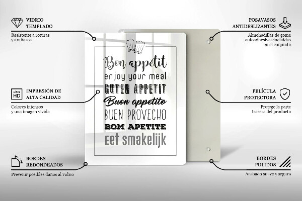 Tagliere in vetro Iscrizione della cucina dicendo