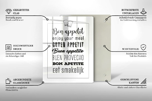 Tagliere in vetro Iscrizione della cucina dicendo