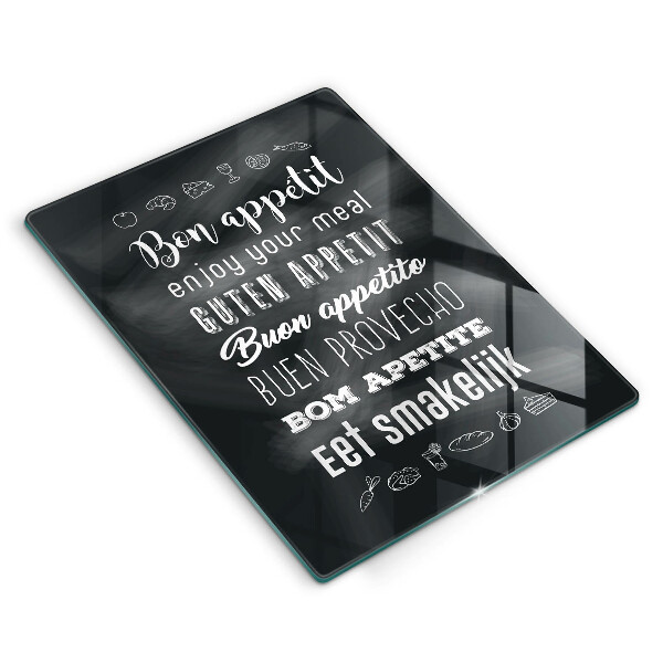 Tagliere in vetro Iscrizione della cucina dicendo