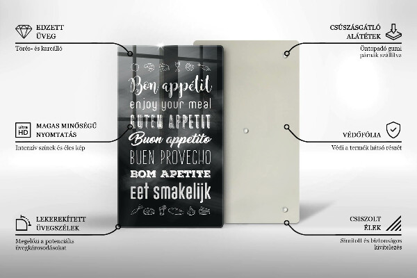 Tagliere in vetro Iscrizione della cucina dicendo