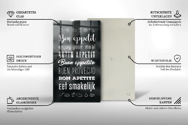 Tagliere in vetro Iscrizione della cucina dicendo