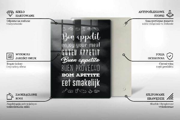 Tagliere in vetro Iscrizione della cucina dicendo