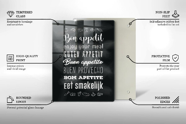Tagliere in vetro Iscrizione della cucina dicendo