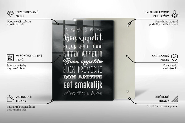 Tagliere in vetro Iscrizione della cucina dicendo