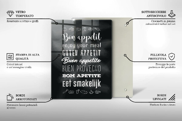 Tagliere in vetro Iscrizione della cucina dicendo