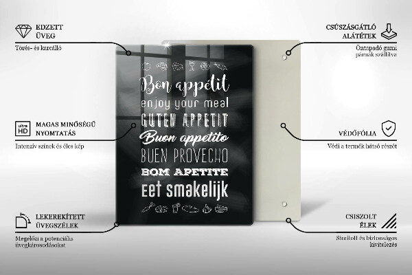 Tagliere in vetro Iscrizione della cucina dicendo