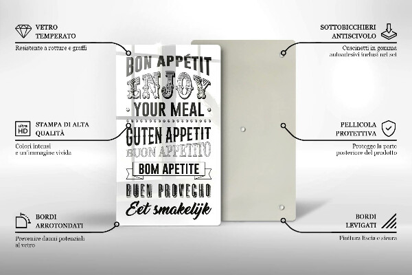 Tagliere in vetro Iscrizione per la cucina frase
