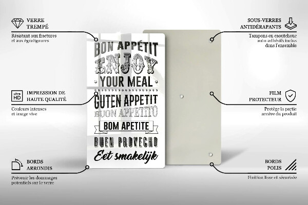 Tagliere in vetro Iscrizione per la cucina frase