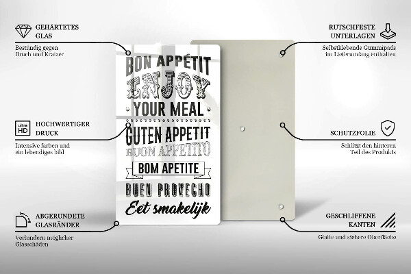 Tagliere in vetro Iscrizione per la cucina frase