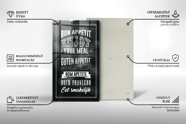 Tagliere in vetro Iscrizione per la cucina frase