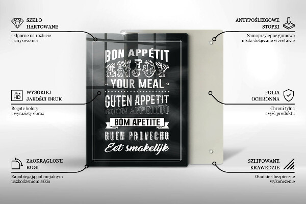 Tagliere in vetro Iscrizione per la cucina frase