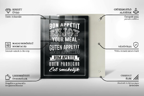 Tagliere in vetro Iscrizione per la cucina frase