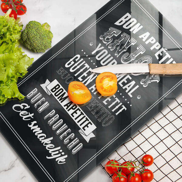 Tagliere in vetro Iscrizione per la cucina frase