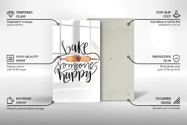 Tagliere in vetro Bake someone happy