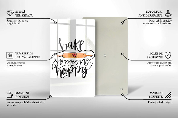 Tagliere in vetro Bake someone happy