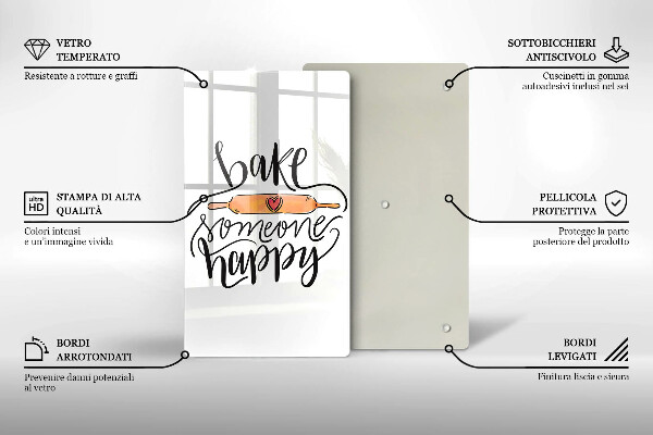 Tagliere in vetro Bake someone happy