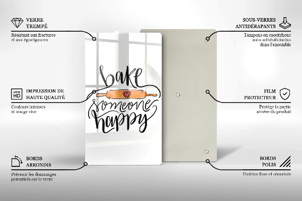 Tagliere in vetro Bake someone happy