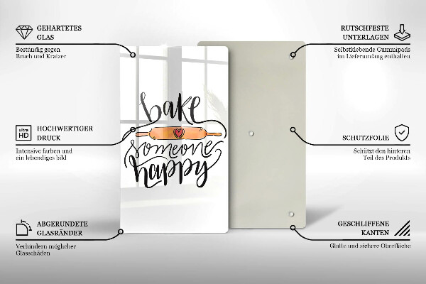 Tagliere in vetro Bake someone happy