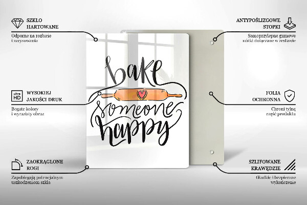 Tagliere in vetro Bake someone happy