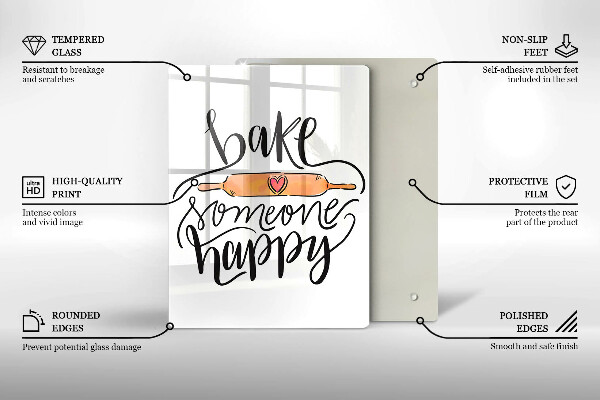 Tagliere in vetro Bake someone happy