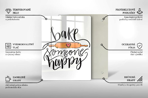 Tagliere in vetro Bake someone happy