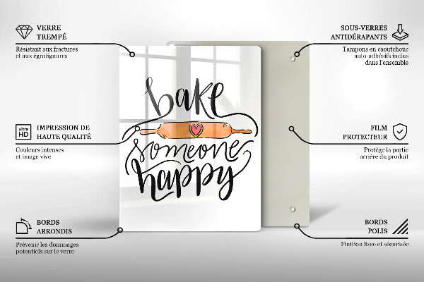 Tagliere in vetro Bake someone happy